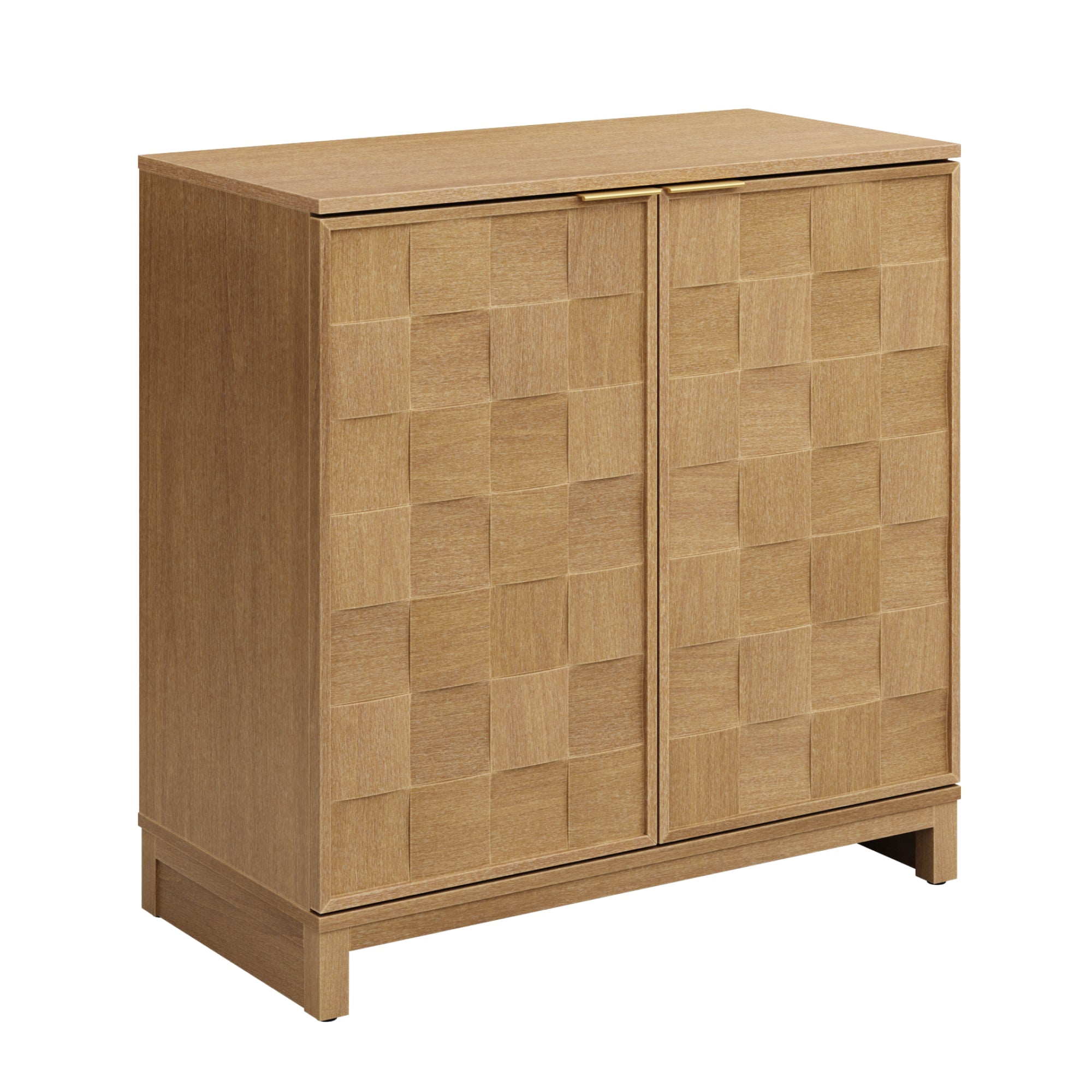 Nathan James Paige Mid Century Modern Bar Cabinet Credenza, Light Wood Accent Cabinet with Sculpted Doors and Interior Adjustable Shelf, Light Brown