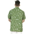 thumbnail image 4 of LA LEELA Men's Funky Hawaiian Shirt Cotton Linen Effect Button Down Casual Beach Funny Shirts For Men L Olive, Flamingo Summer, 4 of 6