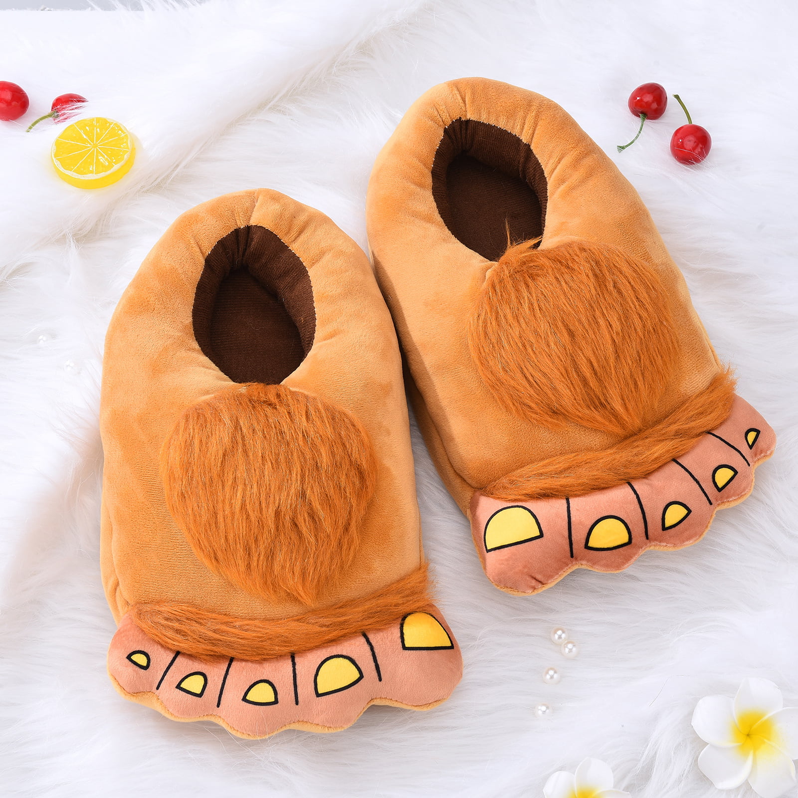 Retro Hobbit Great Foot Slippers Winter Home Savage Indoor Warm Slip-proof  Plush Cotton Slippers men women couples womens shoes