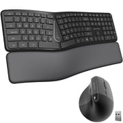 Delton S38 Ergonomic Wireless Keyboard and Mouse, Split Keyboard with Cushioned Wrist Rest and Optical Mouse, Compatible with Laptop, PC, Mac, and iOS, Black