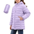 thumbnail image 2 of MKOSPLRT Girls Puffer Jacket Packable Quilted Coats Full Zip Lightweight Jackets Solid Hooded Warm Outwear Down Jacket with Pocket, 2 of 10