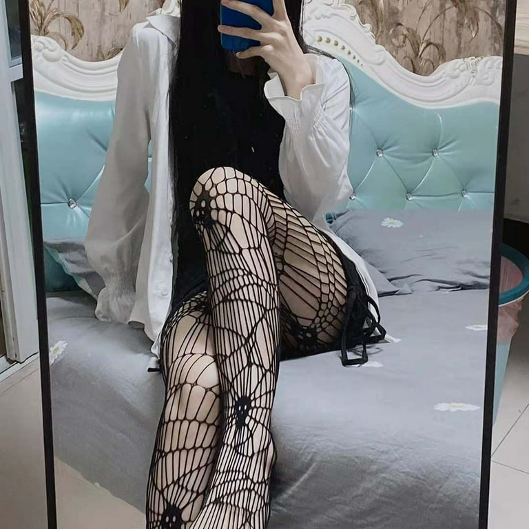 Women Designer Patterned Knitted Tights Hollow Out Pantyhose High Waist  Sheer Lace Fishnet Stockings