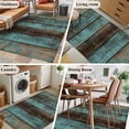 thumbnail image 5 of Teal Wood Grain Washable Area Rug 3x5 Farmhouse Board Retro Vintage Strip Low-Profile Large Area Rugs with Non Slip Backing Indoor Floor Carpet for Entrance Living Room Bedroom Home Office, 5 of 9