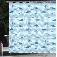 thumbnail image 4 of Ambesonne Striped Shower Curtain, Turtle Blue Aquatic, 69"Wx84"L, Blue Navy, 4 of 5