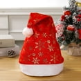 thumbnail image 4 of Single-Layer Red Velvet Christmas Hat with Foil Snowflake Print, Xmas Decorations, Holiday Party Wear Costume Accessory for Adults & Family, 4 of 8