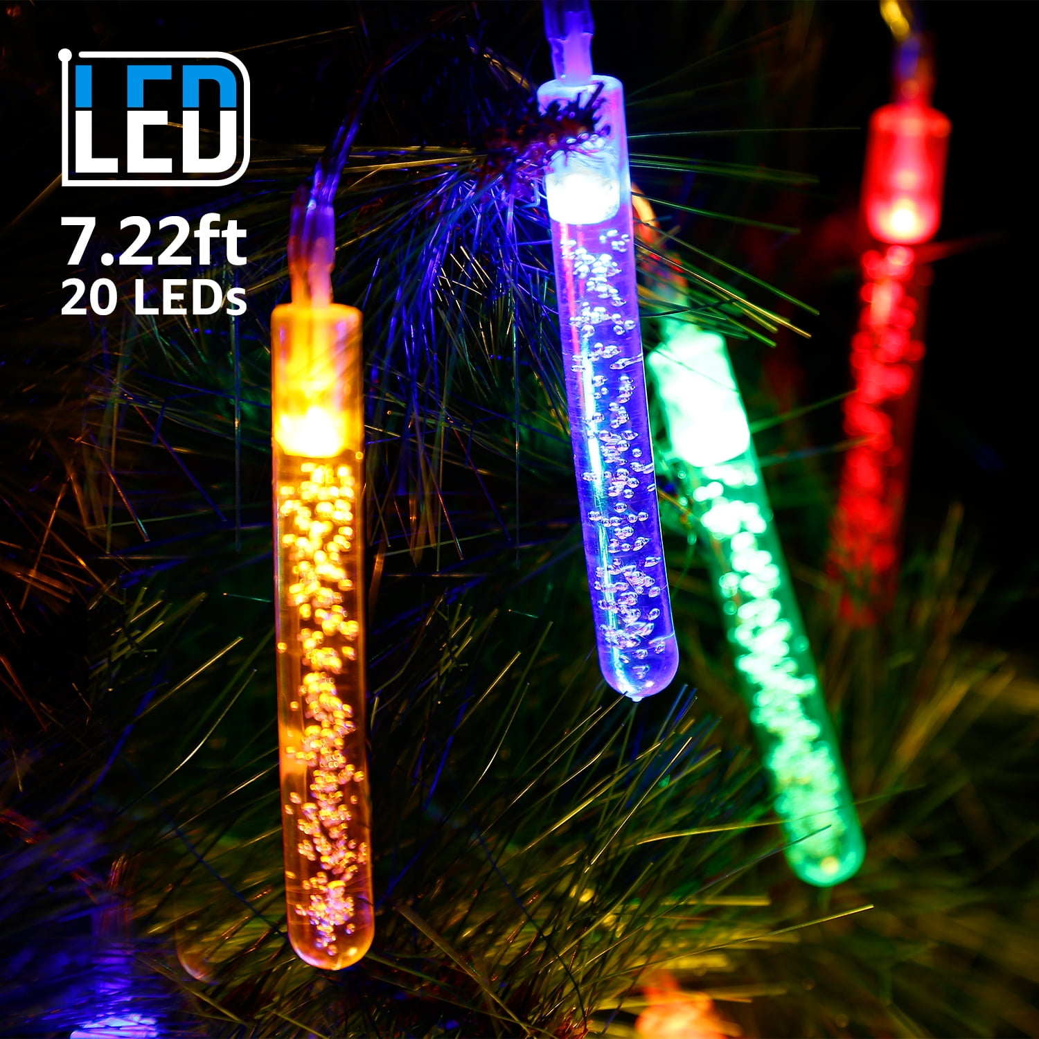 TORCHSTAR 7.22ft 20 LED Bubble Stick String Light, For Christmas