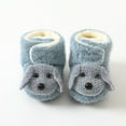 thumbnail image 2 of Xfvqtps Toddler Fuzzy Boots with Grippy Fluffy Cute Knitted Puppy High Top Hook Solid Color Soft Sole Non Slip Thickened Warm Winter House Shoes Prewalker Blue, 2 of 9