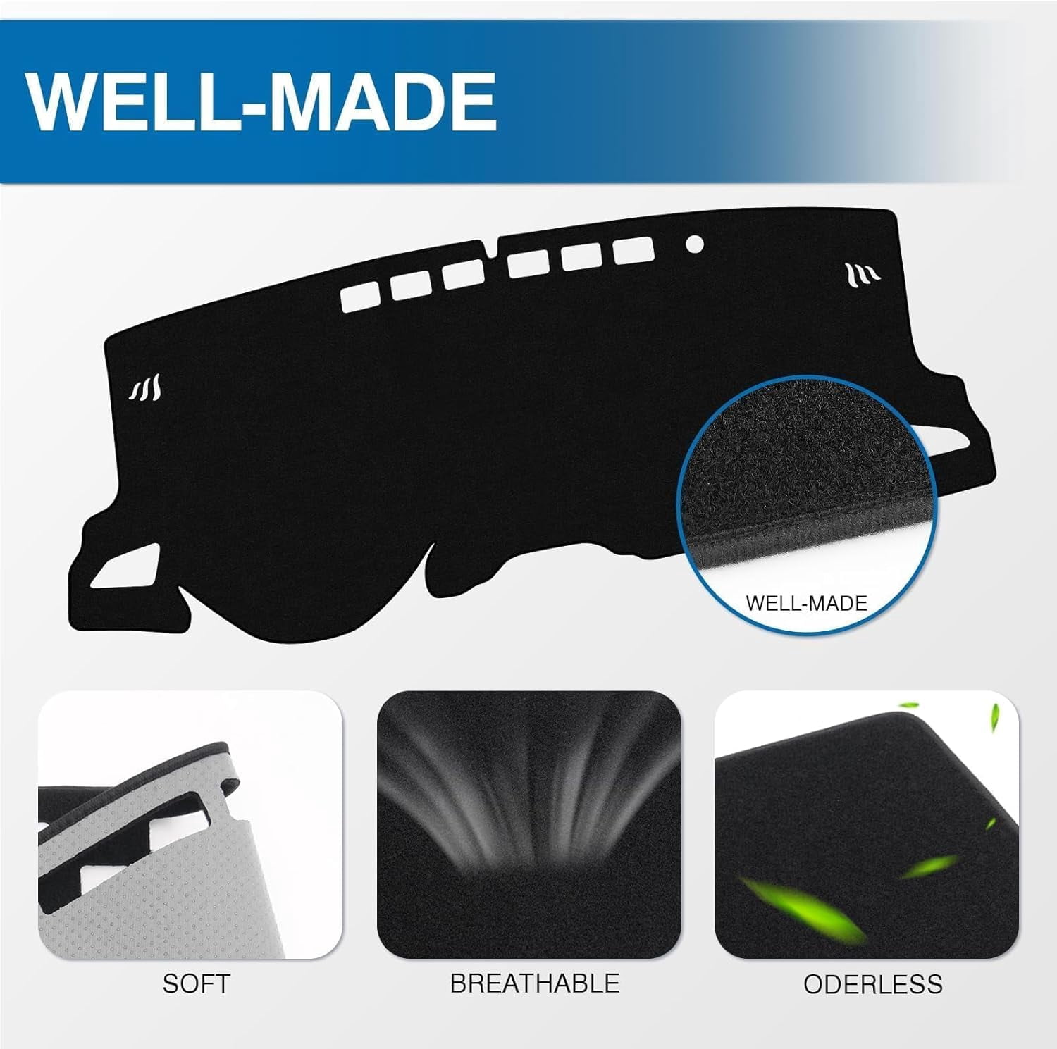 Canvcle Car Dash Cover for 2019-2025 Toyota Corolla Sedan(L LE SE XLE XSE), Hatchback(SE XSE) Left Hand Driving Non-Slip Polyester Interior Accessories for Corolla No Glare Black