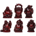 thumbnail image 1 of Feng Shui 2 Po Résine Rouge Laughing Buddha Statue Figurines Ensemble de 6 BS001, 1 of 7