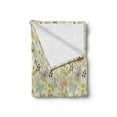 thumbnail image 2 of Butterfly Soft Flannel Fleece Blanket, Vintage Inspirations in Soft Colored Floral Arrangement with Sketch Style Animals, Cozy Plush for Indoor and Outdoor Use, 50" x 60", Multicolor, by Ambesonne, 2 of 6
