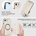 thumbnail image 3 of Decase for iPhone 16e Flip PU Leather Back Cover with 2-in-1 Detachable Magnetic Wallet with 5 Card Slots Compatible Mag-Safe and RFlD Blocking Kickstand and Wireless Charging,White, 3 of 6