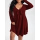 thumbnail image 5 of Vestido, Vestido de manga larga para mujer Mini vestido con cuello en V y talla grande Tomshoo borgoña/Extragrande, 5 of 7