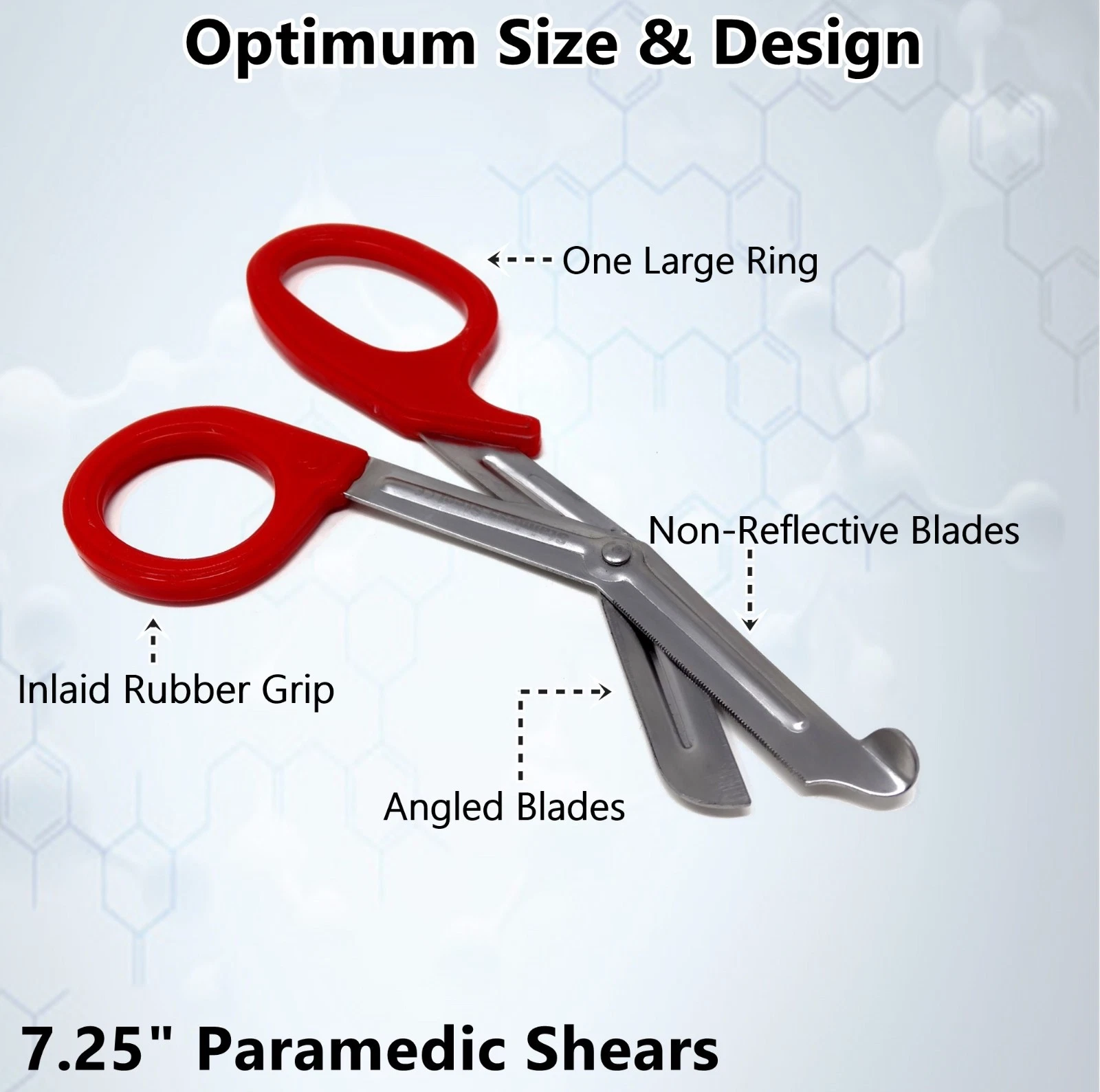 Trauma Shears 7.25" Emergency Shears, Stainless Steel Outdoor Camping Rescue Tools, Ideal for First Responders - Red Handle