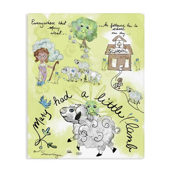 Stupell Industries Bohemian Little Lamb Nursery Rhyme Canvas Art, 16 x 20, by Susan Lugar