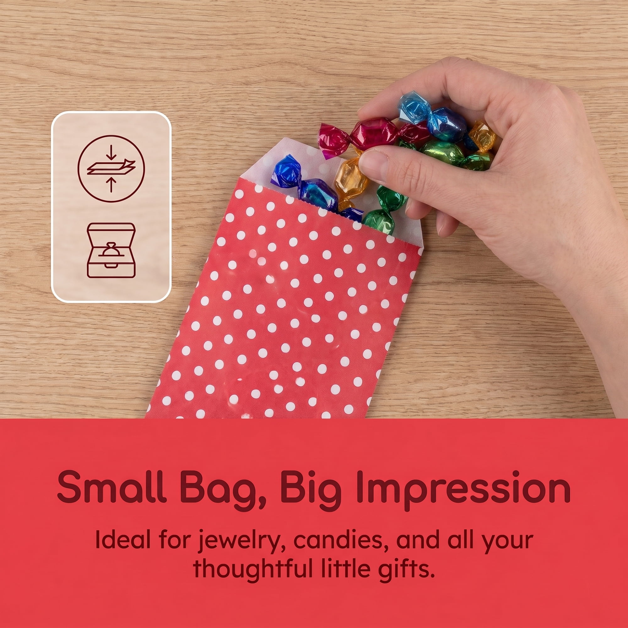 Unique Bargains 6Pcs Elegant Mini Gift Bags for Everyday Use Red 3.1" x 5.1"