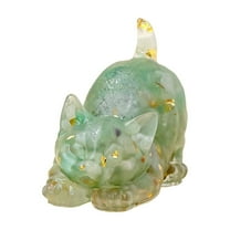 hulanddfd Crystal Gravel Resin Cats Figurine, 2.36*1.18in Sleeping Cats Shaped Statues Decor for Xmas Decor and Gift