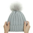 thumbnail image 4 of Yigetop Winter Beanie Womens Winter Knitted Beanie Hat with Faux Pom Warm Knit Cap Beanie Hats for Women Girls Winter Hat Grey One Size, 4 of 8