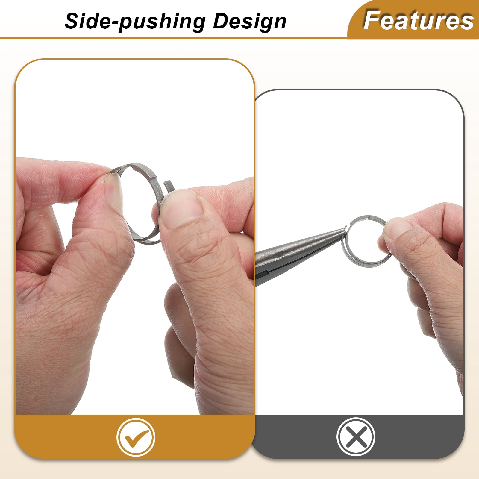 Titanium Keychain Rings 5 Pcs 1-inch Split Side Pushing Key Rings Split Key Ring Circle Assorted for Home Car Office Keys Attachment Key Chain Silver