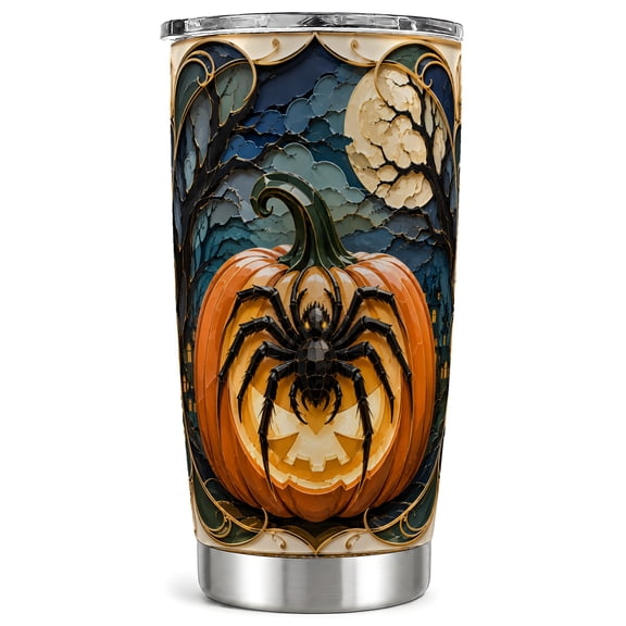 Pumpkin Spider Tumbler 20oz, Gothic Tumbler, Stainless Steel Travel Cup