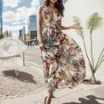 thumbnail image 2 of Fshinging Women Summer Dress Banquet Long Wedding Floral Strap Print Birthday Dress, 2 of 3