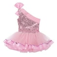 thumbnail image 4 of iEFiEL Kids Girls One Shoulder Bowknot Sequined Ballet Dance Gymnastics Leotard Tutu Dress, 4 of 7