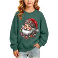 thumbnail image 3 of Falkdiz Girls Sweatshirts Crew Neck Warm Inner Christmas Pullover Thin Crew Neck Casual Long Sleeve Gifts Tops for Girls Party , Army Green , Size: 100, 3 of 9