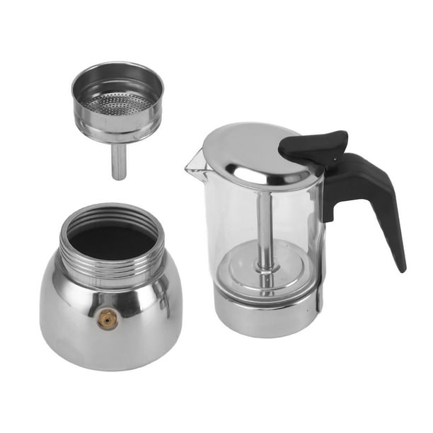 Glass Top Stovetop Moka Pot Electric Stove Moka Pot with Stainless Steel Base Classic Coffee Maker 6 Cups