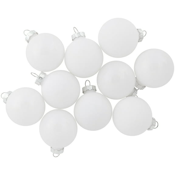 10-Piece Shiny and Matte Silver White Glass Ball Christmas Ornament Set 1.75" (45mm)