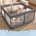 thumbnail image 4 of Babyeap Baby Playpen Large Play Yard Fence for Toddlers, 50"x50" Dark Gray, 4 of 10
