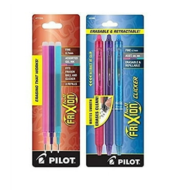 Pilot Frixion Erasable Gel Ink Pen Refills, Fine Point, Fashion Assorted, 3-Pack Bundle
