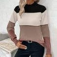 thumbnail image 5 of Dxzfnsa Winter Clothing for Women Womens Color Block Sweaters Long Sleeve Crewneck Pullover Knit Jumper Tops S-XL, 5 of 7