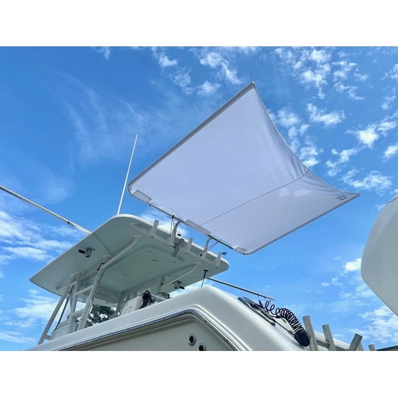 Dev Fishing 7' x 6' Rear Stern Boat Rod Holder Sun Shade Canopy Top Cover 2.0 (White)