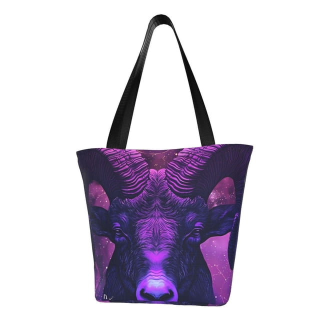 Balery Purple Starry Sky Antelope Bolsa de Hombro con Diseño, Bolsa Grande y Duradera, Bolsa Versátil para Compras