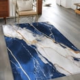 thumbnail image 3 of Marble Navy Blue Large Area Rugs for Bedroom Living Room, Soft Non Slip Carpet Bedside Rug, Abstract Gold White Brick Stone Motif Rectangle Floor Cover Kitchen Accent Rug 3'x5' for Dining Room/Office, 3 of 9