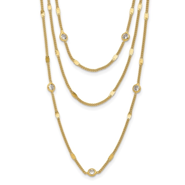 Diamond2Deal Collier en Argent Sterling 925 Doré CZ avec Rallonge de 1.5 Po pour Femmes 17.5 Pouces