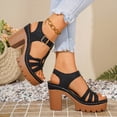 thumbnail image 6 of KIJBLAE Women's Chunky Heel Gladiator Sandals, Open-Toe Cutout with Buckle, Plus Size Gothic Comfort Footwear Black 41, 6 of 9