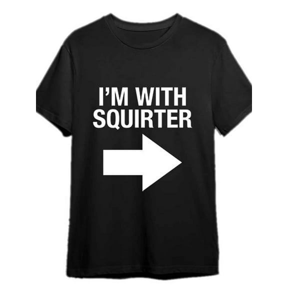 Men's "I'm with Squirter" Graphic T-Shirt - Casual Black Cotton Tee, Short Sleeve, Crew Neck, Machine Washable