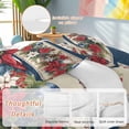 thumbnail image 2 of Poinsettia Fir Leaf Berry Comforter Set Full Size, Christmas Balls Blue Beige Soft Bedding Set for Man Woman, 4 Pieces Duvet Cover Set with Fitted Sheet, 2 Pillowcases, 2 of 9