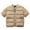 Khaki, variant on Men's Short Sleeve Quilted Down Jacket Solid Crewneck Zip Up Cardigan Puffer Coat with Pockets Gray 3XL