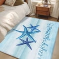 thumbnail image 5 of Enjoy Summer Washable Area Rugs 3'x5', Coastal Watercolor Blue Sea Starfish Teal White Low Pile Throw Living Room Rug Non-Slip Sturdy Edge Binding Carpet for Indoor Entryway Bedside Kitchen, 5 of 9