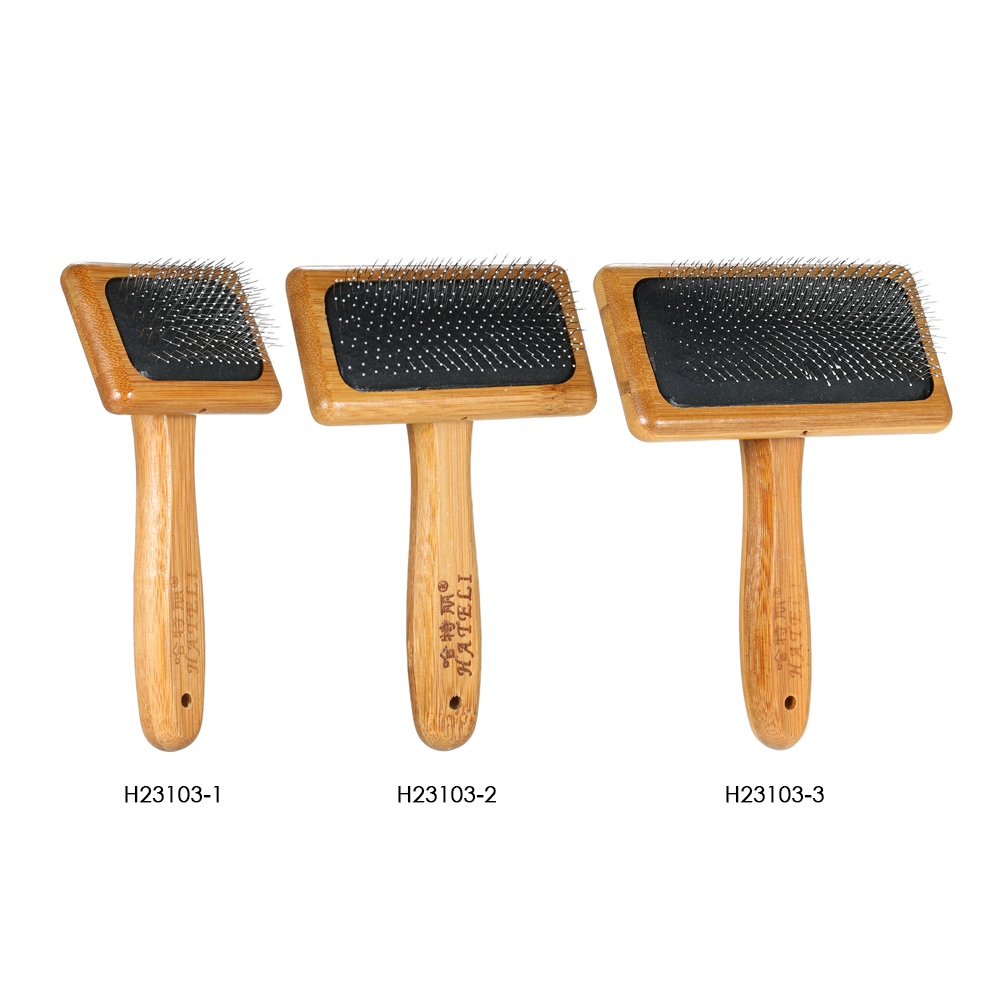 HATELI Pet Slicker Brush Bamboo Wood Cushion Slicker Brush Pet Little