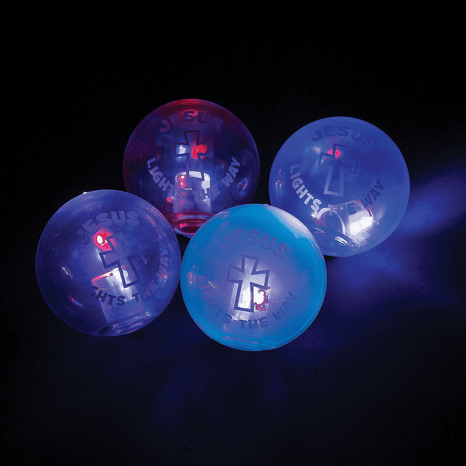 Fun Express Jesus Lights the Way Flashing Balls - Colorful LED Light-Up Party Favors for Events Celebrations and Gifts - Perfect for Weddings Church Functions and Special Occasions - 12 Pieces