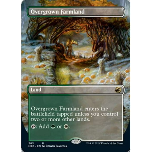 MtG Innistrad: Midnight Hunt Rare Overgrown Farmland (Alternate Art Borderless Foil) #283