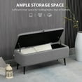 thumbnail image 4 of HOMCOM Banc Ottoman de Rangement, Repose-Pieds en Tissu de Lin Gris, 4 of 10