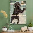 thumbnail image 2 of Flat Coated Retriever Cute Dog Volleyball Poster Canvas – Retro Flat Coated Retriever Dog Batter in Action With Volleyball for Themed Living Room, 2 of 5