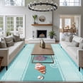 thumbnail image 3 of Large Area Rugs for Living Room Bedroom, Teal Summer Coastal 6'x9' Rug Washable Carpet Runner Indoor Outdoor, Modern Ocean Waves Starfish Shell Non Slip Floor Mats Rug for Kitchen, Playroom, 3 of 8