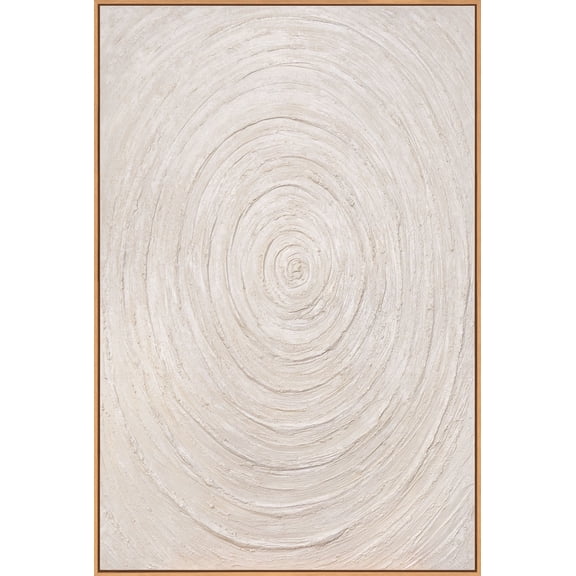 YS-Art Echoes of Time Hand-Painted 3D Wall Art, Japandi Minimalist Textured Canvas, Wood Frame, 48x32 in
