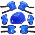 thumbnail image 1 of Juego de casco de bicicleta con rodilleras, coderas y muñequeras, casco ajustable para niños pequeños y jóvenes, casco de bicicleta para patines en línea, azul, 1 of 8