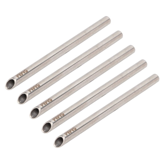 5 Pack Professional Medical Stainless Steel Piercing Receiving Tubes Set for Body Jewelry Ear Ring Nose Stud Guiding Tool Kit Silver 5 mm / 0.2 in Diameter