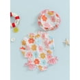 thumbnail image 3 of Musuos Baby Girl Rash Guard Swimsuits 3M 6M 12M 18M 24M Summer Floral Print Zipper Swimwear and Sun Hat Set Toddler Bathing Suits Beachwear, 3 of 8